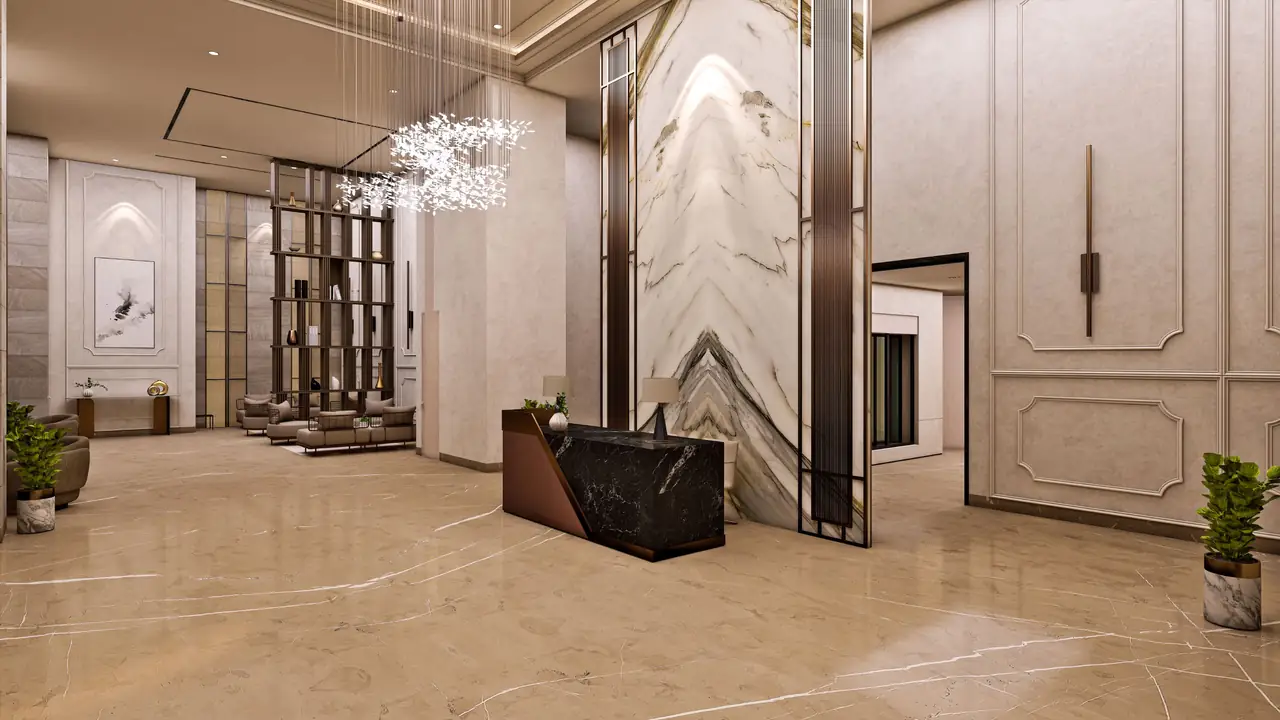 Double-height lobby